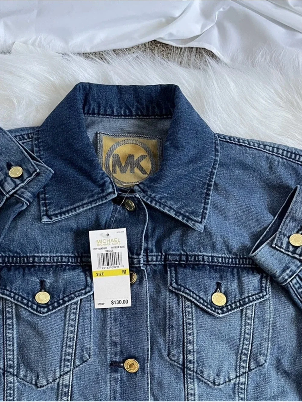 Michael Kors Blue Denim Jacket with Gold-Tone Buttons